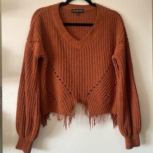 Almost Famous|Boho Festival Vibe Chenille Burnt Orange Crop Sweater|Medium|EUC